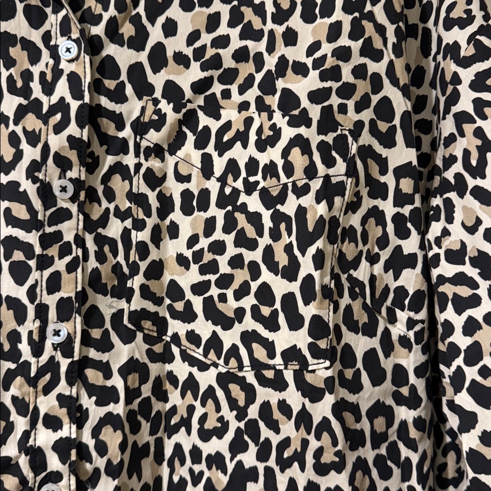 Anthropologie Black and White Leopard Print Button Down Shirt - Picture 2 of 4